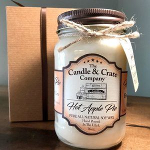 Hot Apple Pie, Scented 16oz. Mason Jar, Soy Wax Candle, Handmade, Gift W…